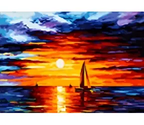NORIMPEX Diamantové malování Plachetnice při západu slunce (1006409) / 30x40 cm