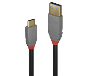 Lindy Anthra Line USB-A - USB-C 2m černá / Kabel / USB 3.2 Gen 2 / 5 A / 10 Gbit/s