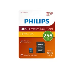 Philips microSDXC 256 GB + adaptér / Paměťová karta / Class 10 / UHS-I U3 / čtení 100 MB/s
