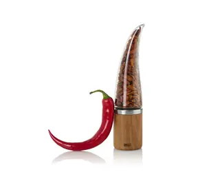AdHoc PEPE / Kráječ na chilli / 20,5 cm / nerez, akácie, sklo