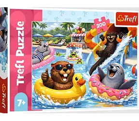 TREFL Puzzle Bobři v bazénu / 200 dílků / 48 x 34 cm