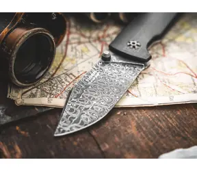 BÖKER Kapesní nůž Germany Tiger-Damascus / Mosaic Damašek / Framelock / Micarta rukojeť