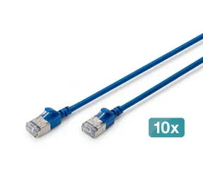 Digitus CAT6A F/FTP Slim modrá / Patch kabel / RJ45 / 3 m / 10 ks / 10 Gbit/s / PoE+