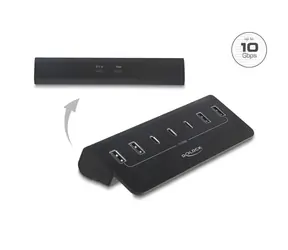 DeLock USB hub 7portový černá / USB hub / 3× USB-C + 4× USB-A / 10 Gbps / kovové tělo