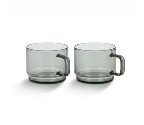 AdHoc IMPACT tmavé sklo / Sada hrnků na cappuccino / 2 ks / 300 ml
