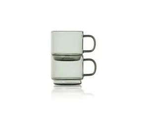 AdHoc IMPACT sada 2 hrníčků na espresso tmavé sklo / Hrníček na espresso / 70 ml / Borosilikátové sklo