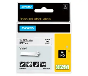 Dymo Rhino páska do štítkovače 19mm x 5,5m bílá, černý tisk / Páska do tiskárny štítků / Vinylová / RHINO