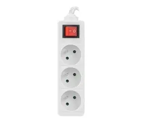 Lanberg Prodlužovací přívod bílá / Prodlužovací přívod / 3 zásuvky / 3 m / s vypínačem / IP20