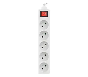 Lanberg bílá / Prodlužovací přívod / 5 zásuvek / 1,5 m / 230 V / s vypínačem