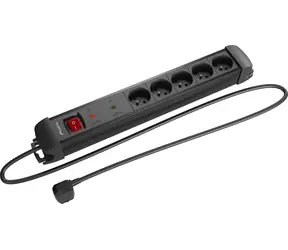 Lanberg SP1 černá / Prodlužovací přívod s přepěťovou ochranou / 5 zásuvek / 1,5 m / 230 V