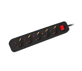 Lanberg Prodlužovací přívod černá / 230V / 5 zásuvek / 3 m / s vypínačem