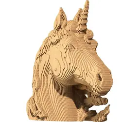 CARTONIC 3D puzzle Jednorožec / 65 dílků / kartonové / bez lepidla / rozměr modelu cca 18x19x9 cm