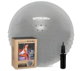 Spokey HALF FIT šedý / Gymnastický míč / 2v1 masážní / 75 cm / pumpička v balení