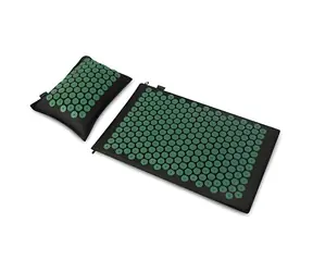 Spokey AKUMAT zelená / Masážní set / Akupresurní podložka s polštářem / 66 x 42 cm