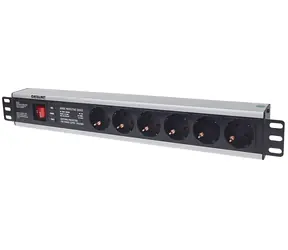 Intellinet 19" napájecí lišta 6x zásuvka černá / Napájecí lišta / 1.5U / 6x AC výstup / 16 A / 3 m / hliník