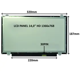 SIL LCD panel 14,0" HD matný / LCD panel pro notebook / 1366x768 / 30 pin / úchyty nahoře a dole