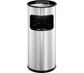 Durable Odpadkový koš s popelníkem kulatý stříbrná / Odpadkový koš / kov / 17 l / O26 cm