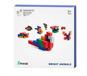 PIXIO Magnetická stavebnice Bright Animals / 90 dílků / 6 barev / od 6 let