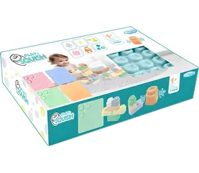 MOCHTOYS Sada senzorických podložek Play&Squish / 4 podložky + 24 kostek / Měkký certifikovaný materiál