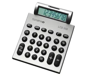 Olympia LCD-308 stříbrná / Kalkulačka / Stolní / 8 míst / Solární a bateriové napájení