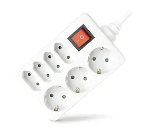 Entac 7-zásuvkový prodlužovací blok bílá / Prodlužovací kabel / 7x 230V / 1,5 m / vypínač