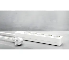 INCA IPW-44GB bílá / Prodlužovací přívod / 5x zásuvka / 16 A / 1,5 m / vypínač s dětskou pojistkou