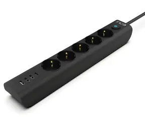 INCA IPW-44TU černá / Prodlužovací kabel / 5x 230 V / 4x USB / vypínač / 1,5 m