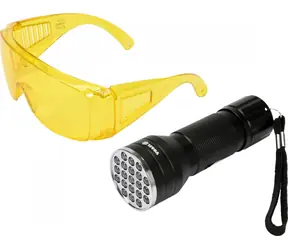Vorel Sada UV svítilna s ochrannými brýlemi / UV svítilna / 21 LED / 395 nm / hliníkové tělo