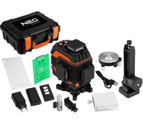 NEO TOOLS 3D laser 16 linií zelený / Křížový laser / kufr / magnetický držák / nabíječka
