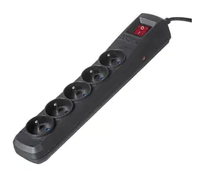 Activejet COMBO černá / Prodlužovací kabel / 5x zásuvka / 5 m / vypínač / bezpečnostní clonky