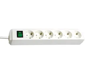 Brennenstuhl Eco-Line 6x bílá / Prodlužovací kabel / 6 zásuvek / vypínač / 1,5 m