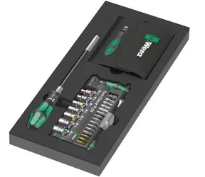Wera Tool-Check PLUS / Sada bitů s ráčnou / Kraftform Compact 60 / 57 dílů / 1/4" / černo-zelená
