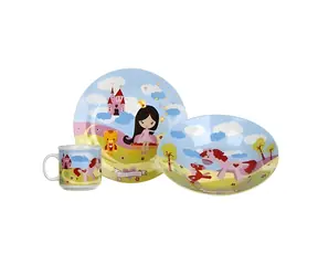 BANQUET Dětská jídelní souprava LITTLE PRINCESS / 3 ks / Keramika / Talíř 20 cm / Hrneček 210 ml