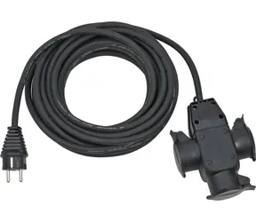 Brennenstuhl Prodlužovací kabel s gumovou trojzásuvkou 10 m / Prodlužovací kabel / 3 zásuvky / IP44