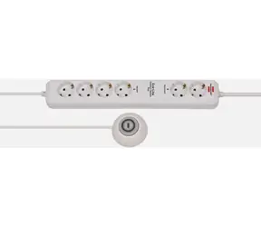 Brennenstuhl Eco Line Switch Plus EL CSP24 bílá / Prodlužovací kabel / 6 zásuvek / nožní spínač / 1,5 m