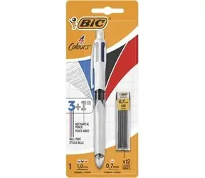 Bic 4 Colours / Kuličkové pero a mikrotužka / 3 barvy inkoustu / mikrotužka HB 0,7 mm / stopa 0,32 mm