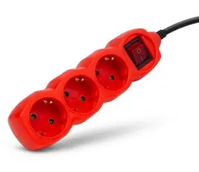 Entac Zásuvkový blok s vypínačem, červená / Zásuvkový blok / 3x230V / 1,5 m / 3680 W