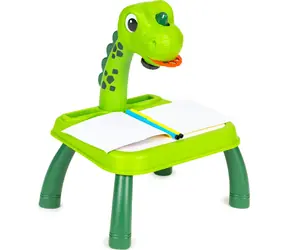 ECOTOYS Kreslicí tabule s projektorem Dinosaurus zelená / 3 tematické disky / 12 fixů / 38x30x24 cm