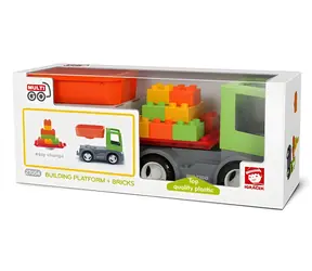 IGRÁČEK MultiGO 1+2 Stavební deska a kostky / Auto s výměnnými korbami / 20 cm / od 2 let