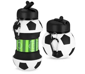 Spokey Skládací silikonová láhev fotbalový míč / Sportovní láhev / 0,52 l