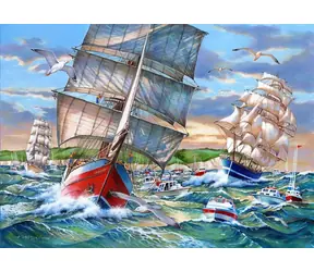 HOP Puzzle Plachetnice / 1000 dílků / nepravidelné dílky / plakát A3