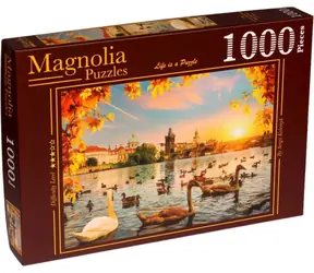 MAGNOLIA Puzzle Labutě u Karlova mostu / 1000 dílků / 68 x 48 cm