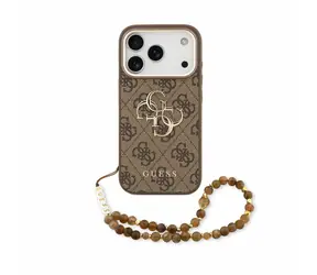 Guess PU 4G Metal Logo Strap pro iPhone 18 Pro Max hnědá / Zadní kryt / Umělá kůže / Kovové logo