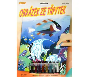 ARTLOVER Obrázek ze třpytek Rybičky / 20 x 25 cm / 8 tub třpytek / od 6 let