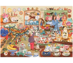 HOP Puzzle Býci v obchodě s porcelánem / 1000 dílků / nepravidelné dílky / plakát A3