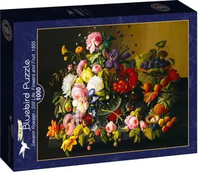 BLUEBIRD Puzzle Zátiší, květiny a ovoce / 1000 dílků / 69 x 47,8 cm