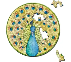 CURIOSI Kulaté puzzle Picoli: Páv / 33 dílků / průměr 9 cm