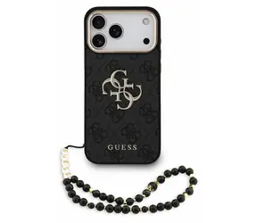 Guess PU 4G Metal Logo Strap pro iPhone 18 Pro Max černá / Zadní kryt / Umělá kůže / Kovové logo