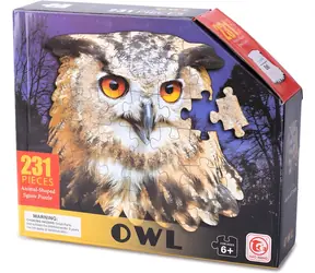 Obrysové puzzle Sova / Puzzle / 231 dílků / obrysový tvar / rozměr 46 x 43,7 cm