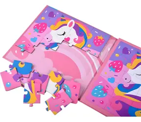 COLOR DAY Puzzle Svět jednorožců / Magnetické puzzle / 2x20 dílků / 17x17 cm